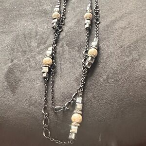 Black and Gold Multi-Strand Beaded Necklace - Women Jewelry